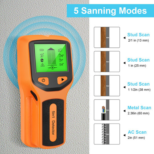 Detector electrónico de pines Stud Finder HD de Wall Scanner, color naranja