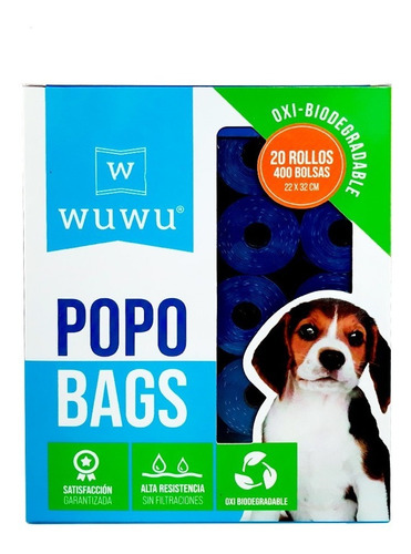 400 Bolsas Oxo Biodegradables Rollos Fecas Perro 