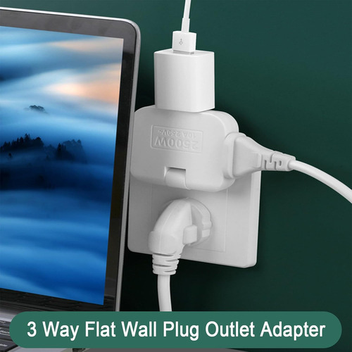 2 Enchufe Adaptador 10a 2500w Multiple Plano Universal