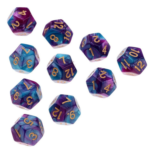 D12 Dados Para 10 Pedazos Morado + Azul