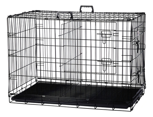 Pet King transportadora metálica plegable jaula perro mediana 77.5x48x55.5cm color Negro
