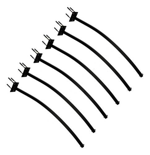 Kit 6 Suporte Braço Para Refletor Led Comum Curvado 75 Cm Cor Preto