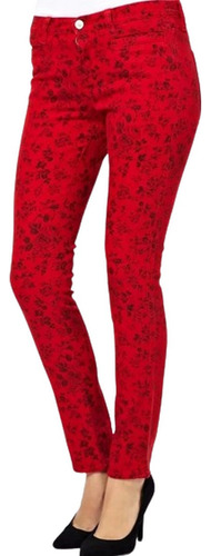 Exclusivo Skinny Jeans Mih Made In Heaven Rojo Floral Xs