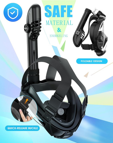 Máscara De Snorkel Greatever G2 De Cara Completa Con Sistema Negro
