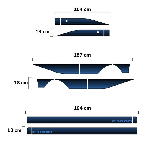 Faixa Para F-1000 1987 1988 1989 1990 pack Adesivo Azul Lateral Cabine Simples Sportinox