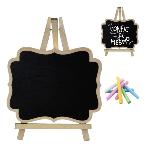 2 Lousa Quadro Decorativo Com Tripé Para Recados 35x30cm