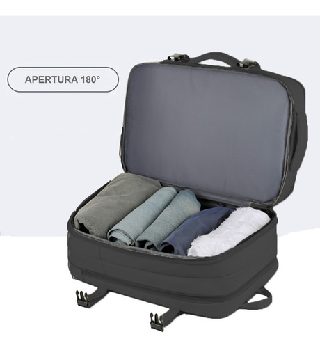 Mochila De Viaje Expandible 39l Metis Negra Negro Liso