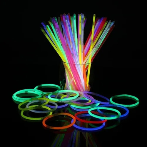 Imagen 5 de 5 de 50 Pulseras Fiestas Neón Tik Tok Brillan En La Oscuridad