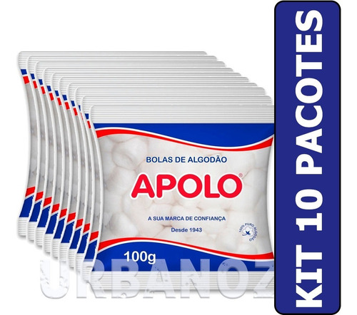 Kit 10 Pacotes Bolas De Algodão Apolo 100g