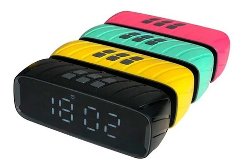 Imagen 2 de 8 de Parlante Con Reloj Despertador Recargable Bluetooth Fm