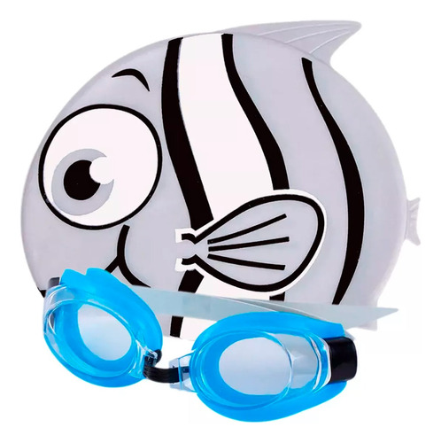 Set Niños Natación Kit Gafas + Gorro Pez Silicona