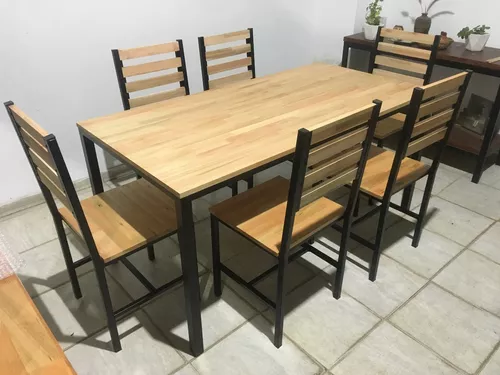 MESA COMEDOR INDUSTRIAL MADERA-HIERRO DE 178X90CM