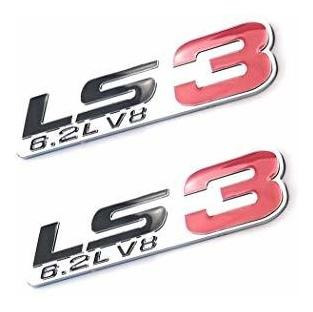 Emblema Logo Decalship 2 Pack Chrome Red Ls3 6.2l V8 Engine