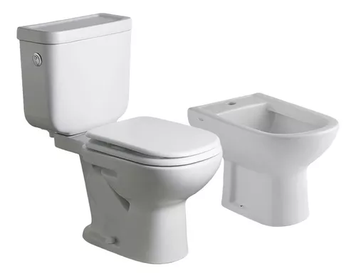 Set Baño Onix Inodoro Deposito Pvc A Codo Boton Asiento Tapa