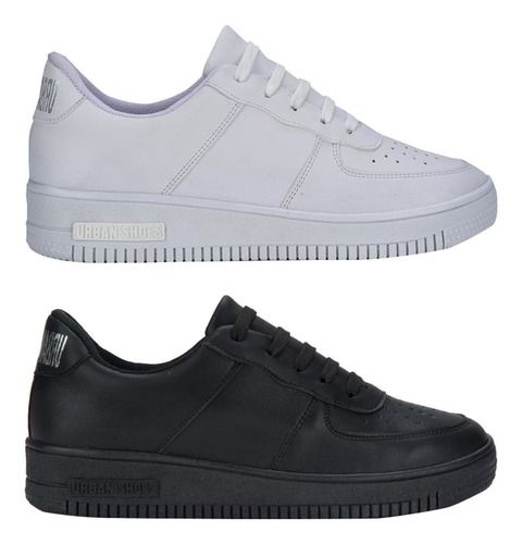 Tenis Dama Kit De 2 Pares Blanco Negro De Moda Antiderrape