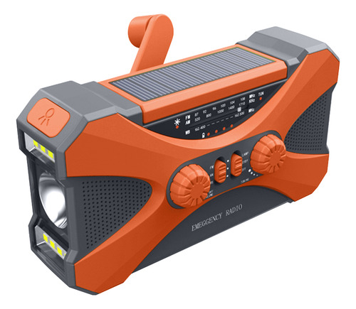 Radio De Emergencia, Radio Recargable Con Doble Altavoz Color Naranja