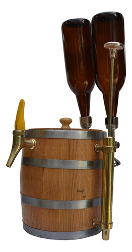 Chopera De Cerveza Barril Dispensador Tonel 2 Botellas Fria