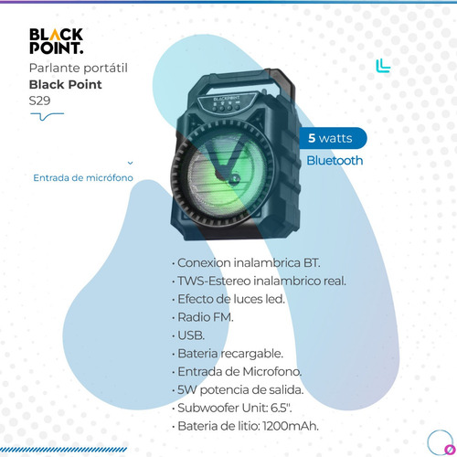 Parlante Portatil Black Point S29