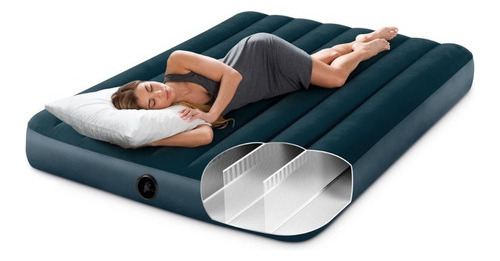 Colchon Inflable Intex 137x191x25 Cm Gigante Dura-beam Mm Color Azul