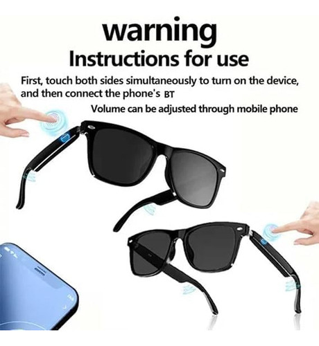Auriculares Inalámbricos Inteligentes Y Gafas De Sol--negro