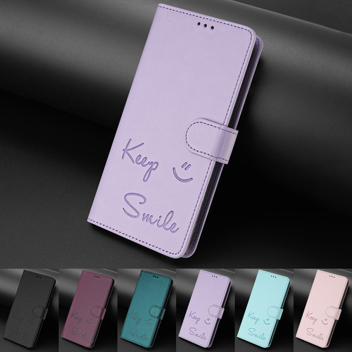 Funda De Piel Con Forma De Cara Sonriente Para Motorola Edge 50 Fusion Con Ranuras Para Tarjetas, Cierre Magnético, Cartera, Bloqueo Rfid, Soporte