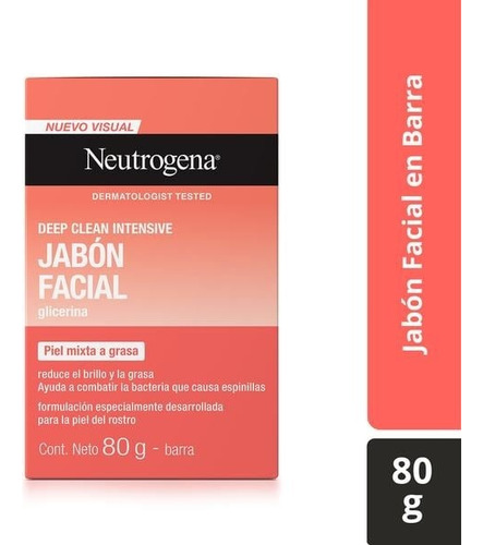 Jabón Facial Neutrogena Deep Clean Intensive En Barra De 80g