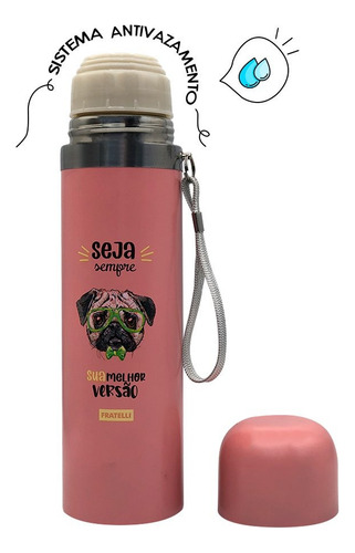 Garrafa Color Estampa Pet Design Moderno Inox 480ml - Verde