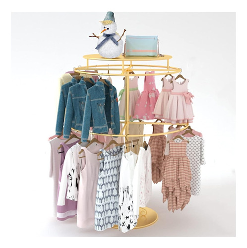 Amsxnoo Round Kids Clothing Rack Circular Double-layer Floor