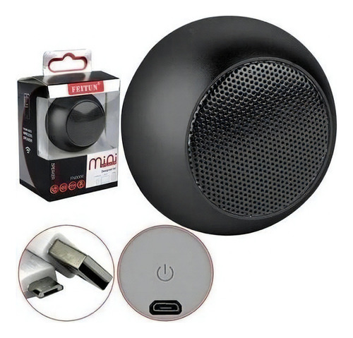 Caixinha De Som Bluethooth Metal Mini Speaker Amplificador Cor Preto