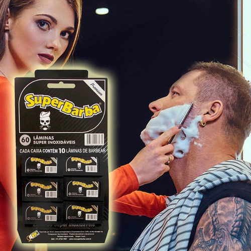 Imagem 2 de 3 de Lâmina De Barbear Super Barba Black Premium 60 Unidades