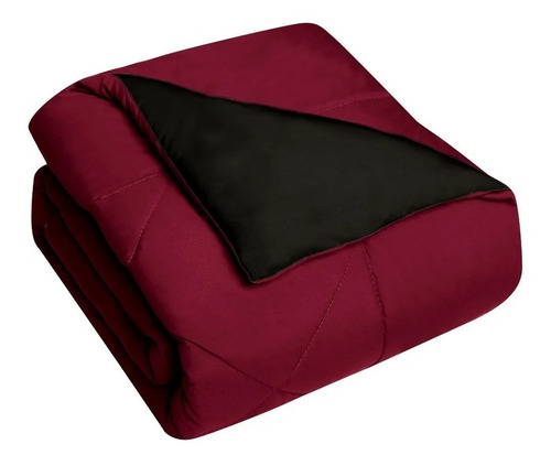 Imagen 6 de 8 de Edredón Matrimonial Rojo Negro Doble Vista 2fundas Almohadas