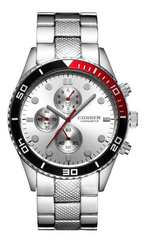 Reloj de pulsera Curren 8028SL de cuerpo color plateado, para hombre, con correa de acero inoxidable color plateado