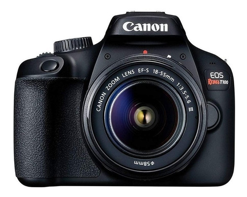 Imagen 2 de 3 de Canon EOS Rebel Kit T100 + lente 18-55mm III + lente 75-300mm III + 16 GB DSLR color negro