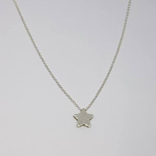 Imagen 2 de 7 de Cadena Plata Rolo Con Dije Plata Estrella 13mm