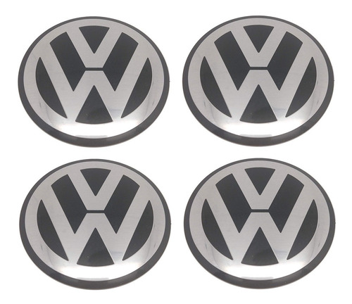 Jogo Emblema Logo Adesivo Centro De Roda Vw Volkswagen 90mm