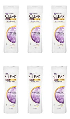 Shampoo Clear 400ml Hidratação Intensa - Kit Com 6un