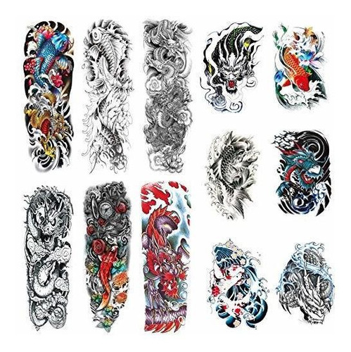 Tatuaje Temporale - Full Sleeve Temporary Tattoos Dragon Fis