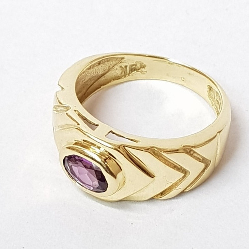 Imagen 4 de 4 de Anillo Oro 18k Sello Cubic Violeta 6,7grs N°15 Brumat