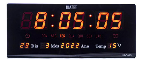 Relógio Digital Com Exibição De Temperatura E Hora P/ Parede