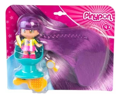 Imagen 2 de 5 de Pinypon Super Pelo Largo Violeta Real Long Hair Playking