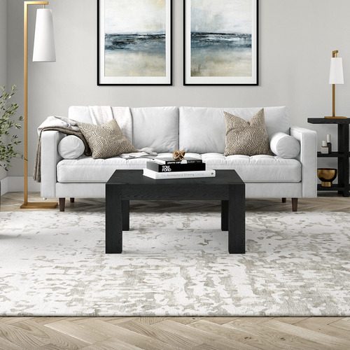 Mesa De Centro Cuadrada 86 Cm Grano Negro Para Hogar Y Ofici