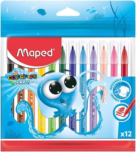 Bolígrafo hidrográfico Maped School Colors lavable de 12 colores