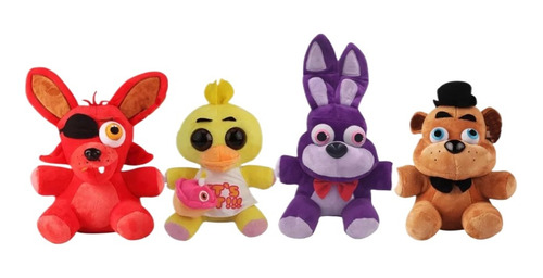 Pack 4 Felpa Fnaf Chica Bonnie Freddy Foxy Con Bolsa Toys