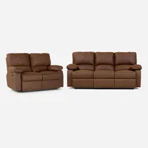 Comprar Set Sofás Reclinable 2 Y 3 Cuerpos Archie Tela Café