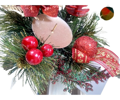 Imagen 3 de 4 de Centro De Mesa Navideño 16cm Soporte Vela Adornos De Navidad