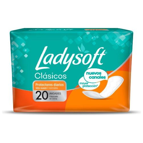 Imagen 1 de 2 de Protectores Diarios Ladysoft Clásico 20 Unidades