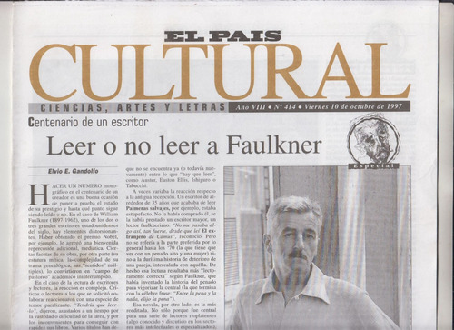 William Faulkner N° Especial El Pais Cultural Uruguay 1997