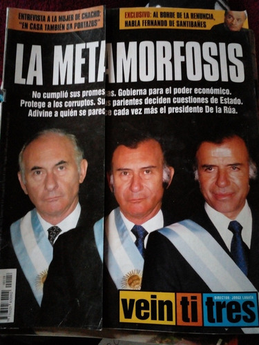 Revista Veintitres De La Rua Menem Sofovich 12/10 2000