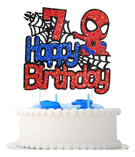 Decoracion Para Pastel De Cumpleanos Numero 7 De Spider-man 