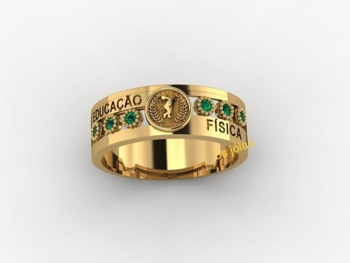 Anel De Formatura Educação Fisica Ouro 18k Ls Joias